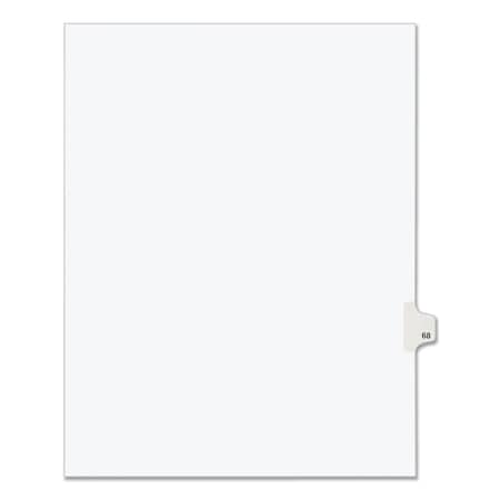 Avery Dennison Numerical Index Tab-68, 8-1/2 x 11", White, PK25 01068